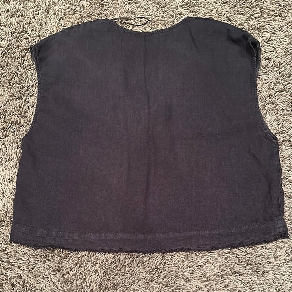 Zara Linen Cool Women's Charcoal Sleeveless Top - Picture 2 of 6